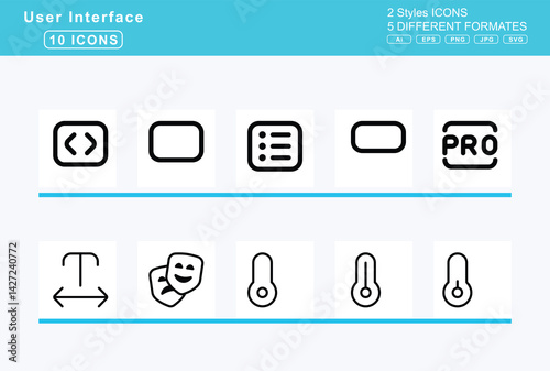 Set of 5 rounded user interface icons,rainbow, raindrops, ramp, loading, raygun, rec