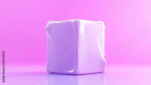 Abstract cube, smooth, liquid-like,  pastel purple