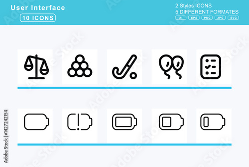 Set of 5 rounded user interface icons,badge, sheriff, bags, shopping, bahai, baht, sign, balance, scale, left