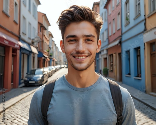 Portrait of a simple happy young man 