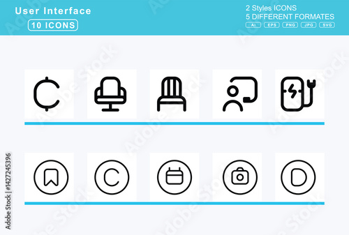 Set of 5 rounded user interface icons,cassette, vhs, castle, cauldron, cedi, sign, cello