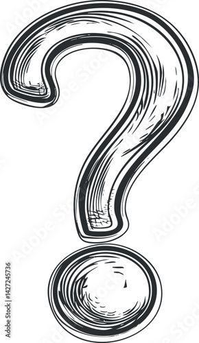 A bold illustrated question mark symbolizing inquiry and curiosity in a minimalist style.