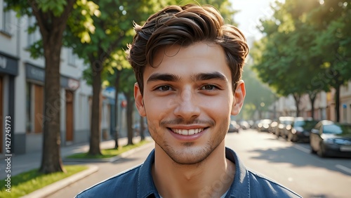 Portrait of a simple happy young man 