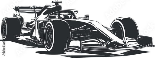 Stylized illustration of a modern racing car showcasing speed and design in motorsport.