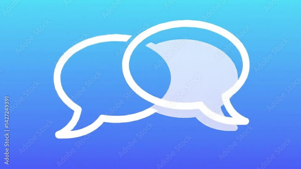 Abstract Communication Concept Design Two Overlapping Speech Bubbles on a Blue Gradient Background Representing Dialogue Conversation and Digital Interaction Abstract Communication Concept Design Two Overlapping Speech Bubbles on a Blue Gradient Background Representing Dialogue Conversation and Digital Interaction