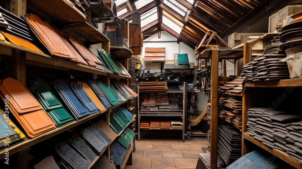 Fototapeta premium Roof tile shop attic storage display