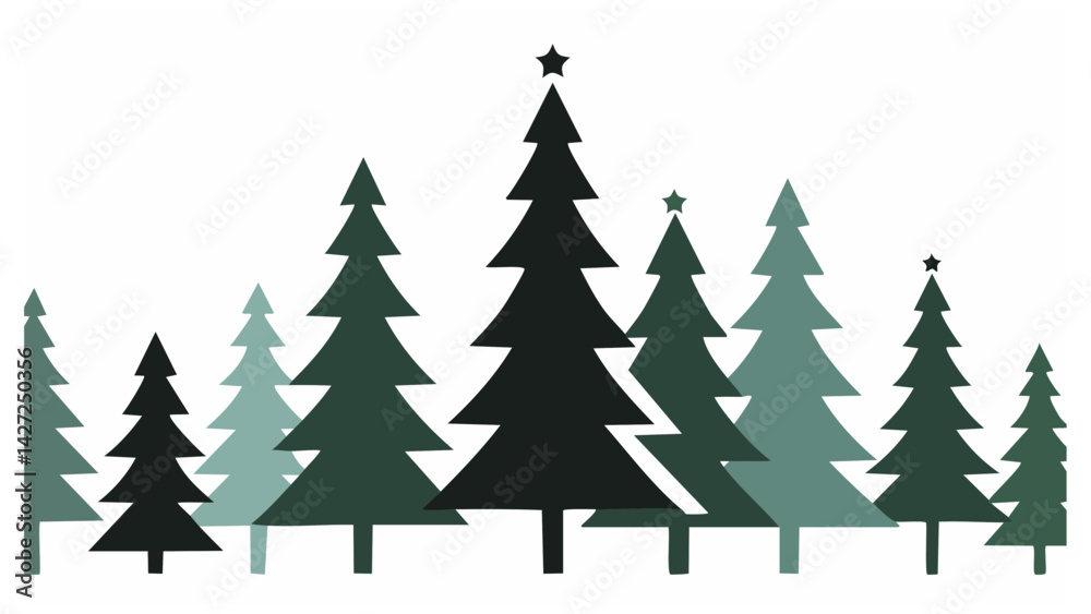 Obraz premium Christmas Tree Silhouette Set � Pine/fir tree pictograms, holiday decor vector
