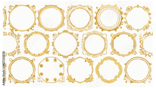 Elegant Golden Vintage Frames � Ornate borders on white background, Victorian style