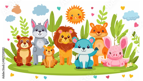 Colorful Cartoon Baby Animals Set � Wild & domestic creatures, isolated vector icons