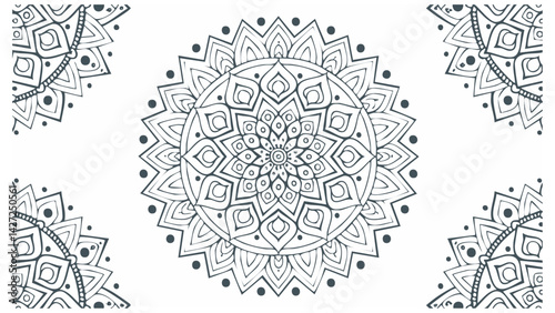 Mandala Symmetrical Vector Design � Intricate meditative patterns, SVG scalable
