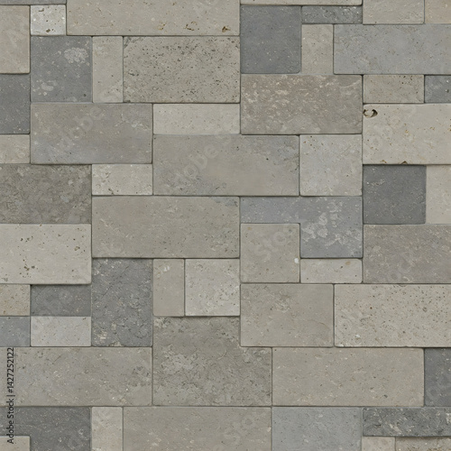 Wallpaper Mural A textured wall made of irregularly sized gray stone blocks Torontodigital.ca