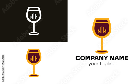 Wine glass minimalist logo design