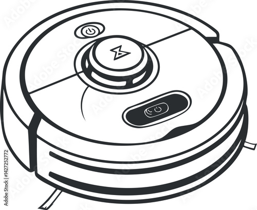 A sleek robotic vacuum cleaner designed for efficient home cleaning and automation.