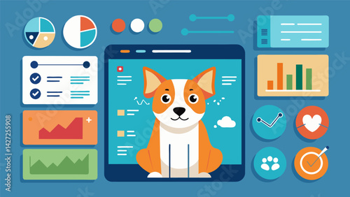 A comprehensive dashboard that combines data from multiple pet emotion analysis tools and provides a holistic view of a pets physical and emotional. Vector illustration