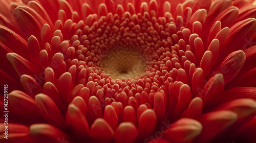 Close-Up View of Vibrant Red Flower Petals with Intricate Details