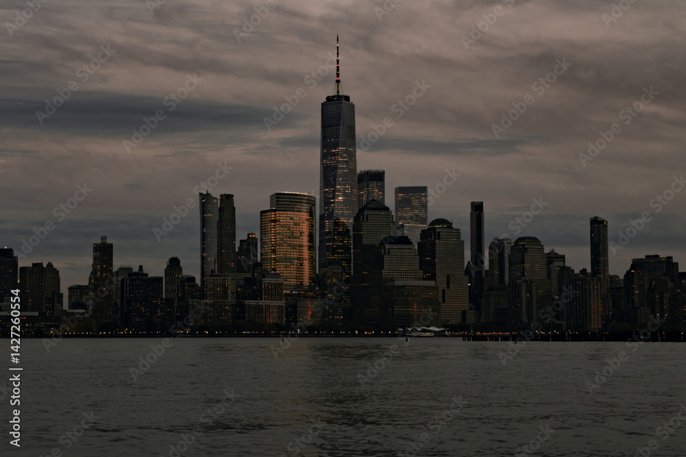 Fototapeta premium New York skyline of World Trade Center. Downtown Manhattan. Urban lifestyle in New York. Urban city life. Manhattan skyline. WTC.