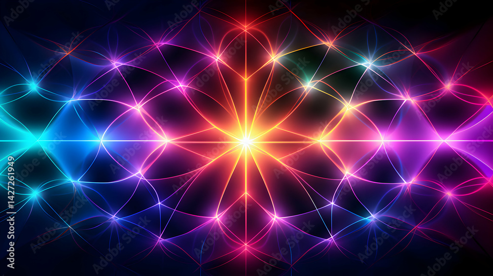 Radiant Symmetry: An Abstract Light Burst with Interwoven Geometric Forms Radiant Symmetry: An Abstract Light Burst with Interwoven Geometric Forms