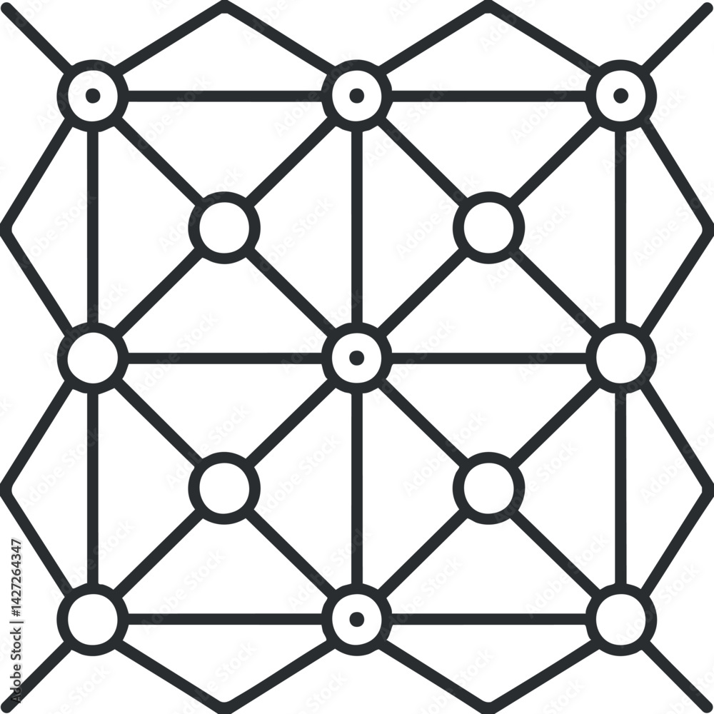 Abstract geometric pattern with interconnected lines and nodes forming a grid structure. Abstract geometric pattern with interconnected lines and nodes forming a grid structure.