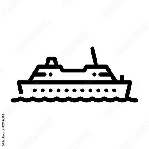 cruise ship filled outline icon. luxury ship color line illustration.