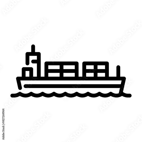 cargo ship filled outline icon. container ship color line illustration.