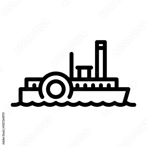 steamboat filled outline icon. vintage boat color line illustration.