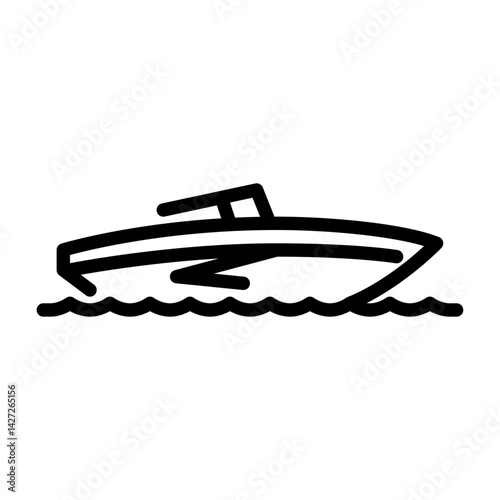 motorboat filled outline icon. watercraft color line illustration.
