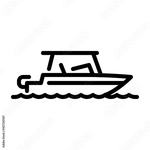 deck boat filled outline icon. watercraft color line illustration.