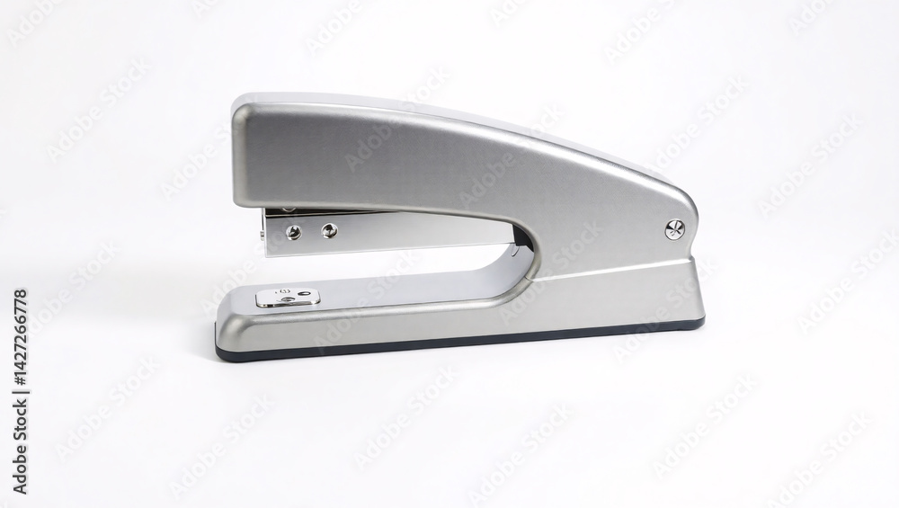 A silver stapler on white surface create with generative ai A silver stapler on white surface create with generative ai