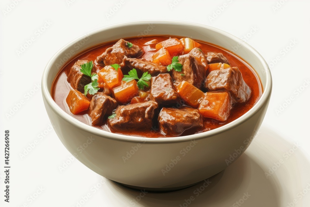A hearty bowl of beef stew with tender meat, carrots, and fresh herbs, perfect for a cozy meal. A hearty bowl of beef stew with tender meat, carrots, and fresh herbs, perfect for a cozy meal.