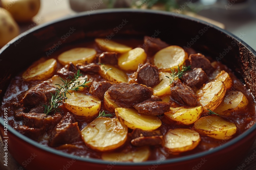 Savory beef stew with tender potatoes, herbs, and a rich sauce, perfect for a comforting meal. Savory beef stew with tender potatoes, herbs, and a rich sauce, perfect for a comforting meal.