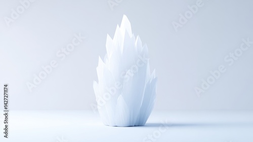 Abstract Crystal Sculpture Minimalist Style High-Resolution Soft Lighting Centered Single Object Clean Design Still Life Simple White Background Perfect for Modern Decor