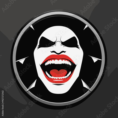 Halloween-themed scary face laughing with sharp details  