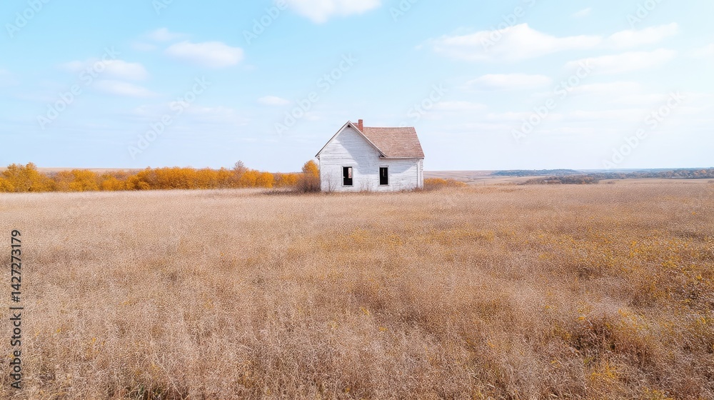 Abandoned farmhouse in a golden field Abandoned farmhouse in a golden field