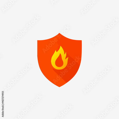 Firewall Shield - Vector icon, isolated on white background  -  