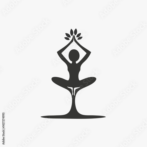 Tree Pose - Vector icon, isolated on white background  -  