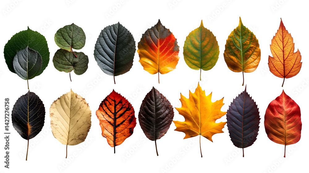 Obraz premium Colorful Fall Foliage Vibrant Autumn Leaves, Natural Botanical Textures.