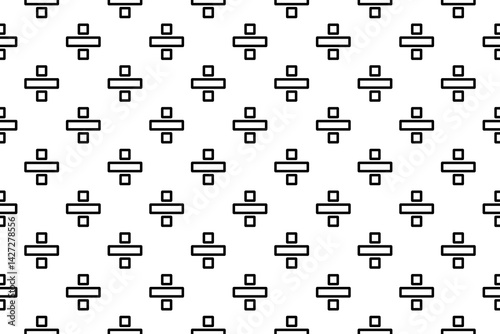 Seamless pattern completely filled with outlines of division symbols. Elements are evenly spaced. Illustration on transparent background