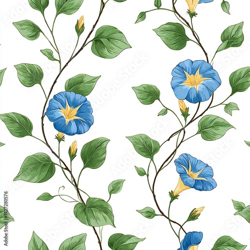 Morning glory vine with flowers