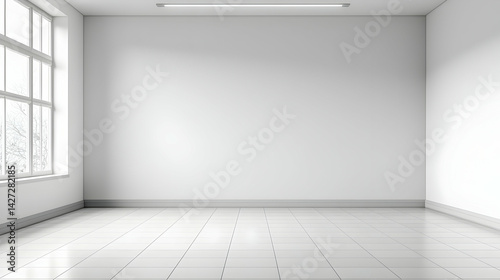 Empty Modern White Room With Large Window