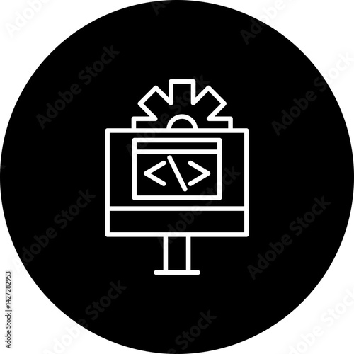 Programming Language Vector Line Black Circle Icon Design