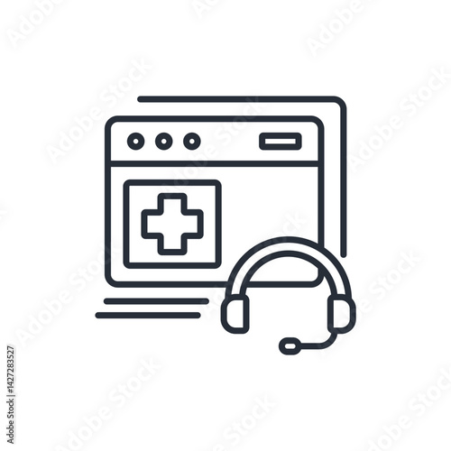 telemedicine icon. vector.Editable stroke.linear style sign for use web design,logo.Symbol illustration.