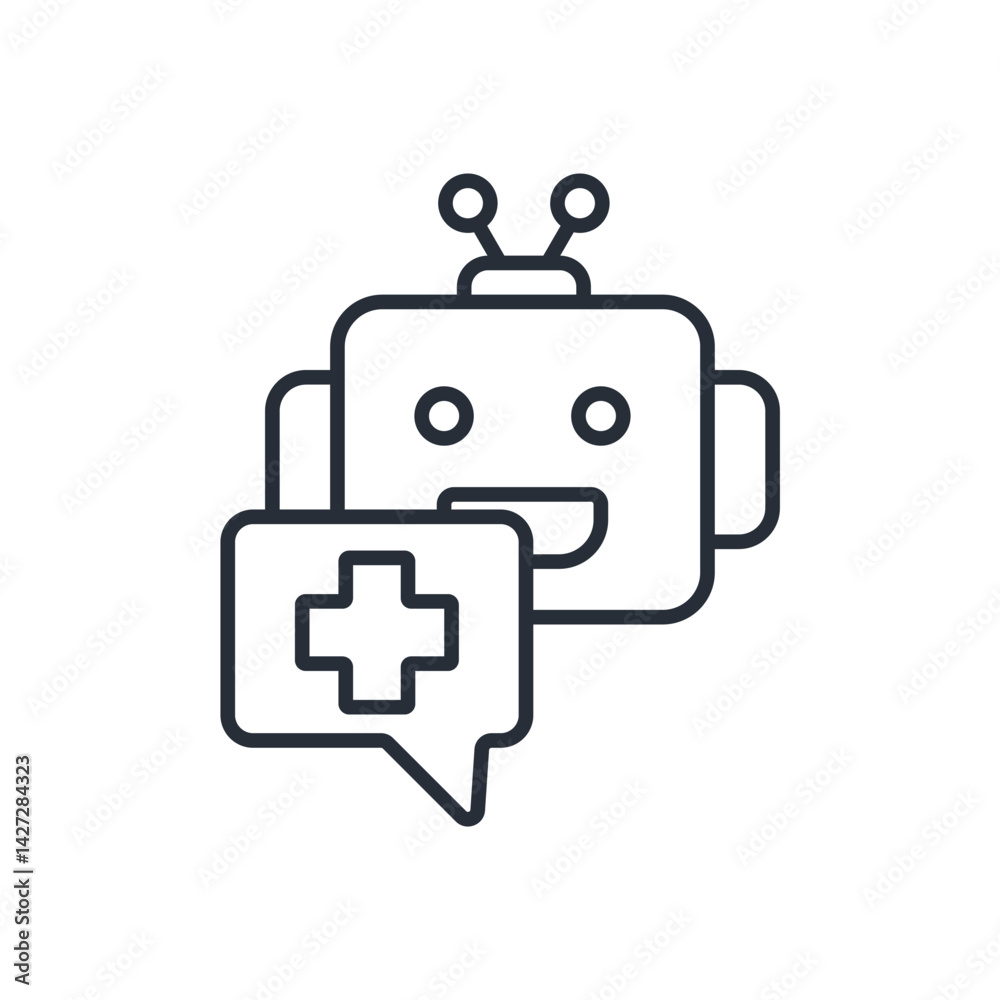 medical chatbot icon. vector.Editable stroke.linear style sign for use web design,logo.Symbol illustration. medical chatbot icon. vector.Editable stroke.linear style sign for use web design,logo.Symbol illustration.