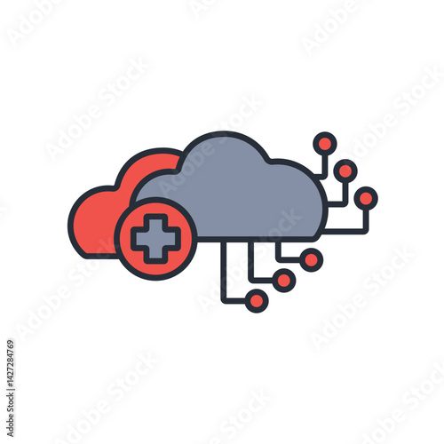 cloud healthcare icon. vector.Editable stroke.linear style sign for use web design,logo.Symbol illustration.