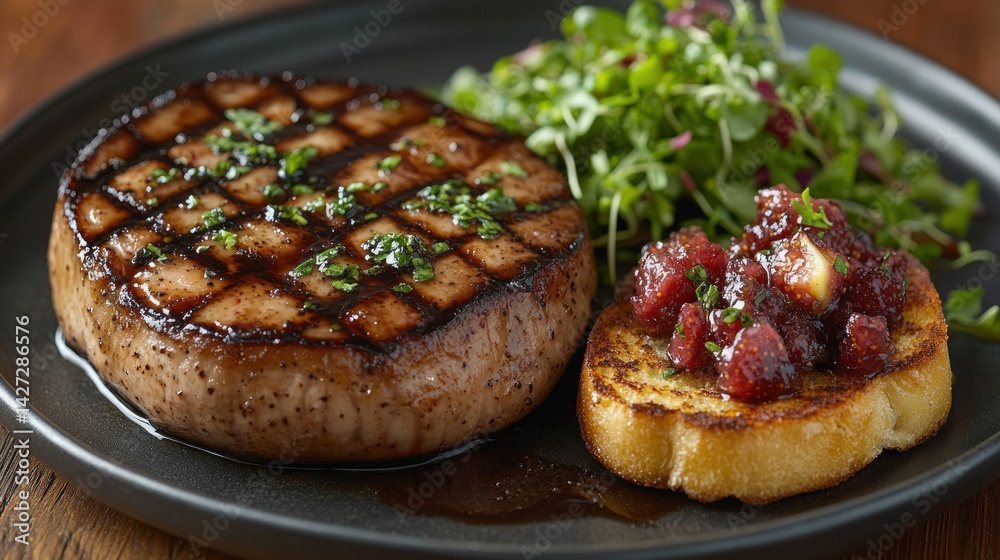 Grilled Pork Chop with Fig Jam and Salad Grilled Pork Chop with Fig Jam and Salad