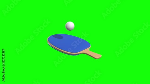 Table Tennis Racket Loading Animated 3D Icon with green screen