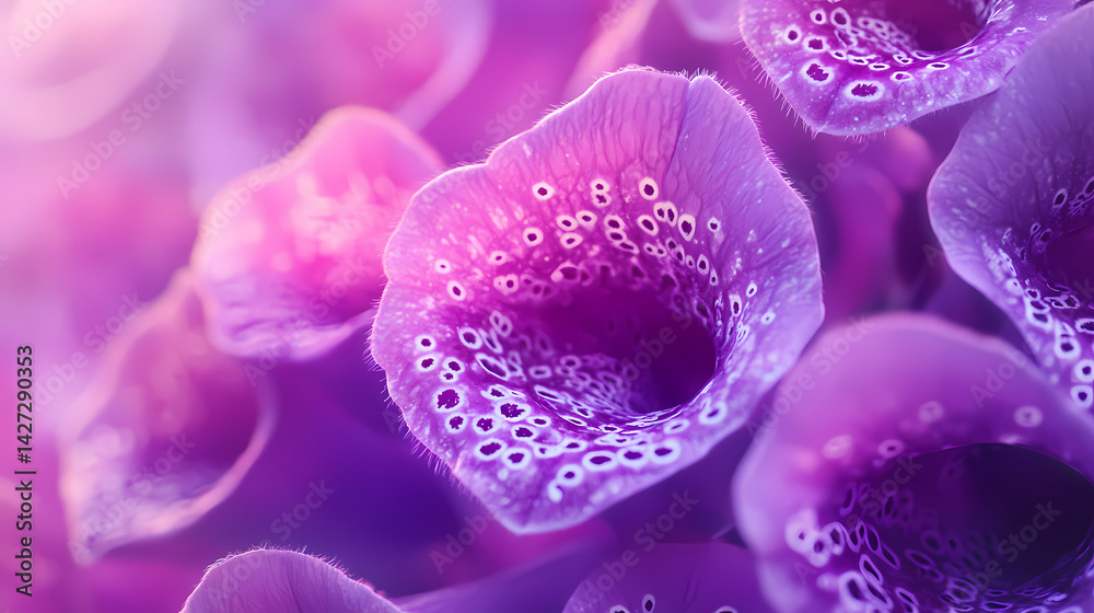 Stunning foxglove flowers in vibrant purple, high-definition macro shot. Digitized Bloom. Illustration Stunning foxglove flowers in vibrant purple, high-definition macro shot. Digitized Bloom. Illustration