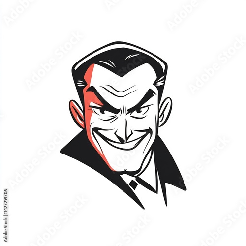 comic-style villain with sinister smirk