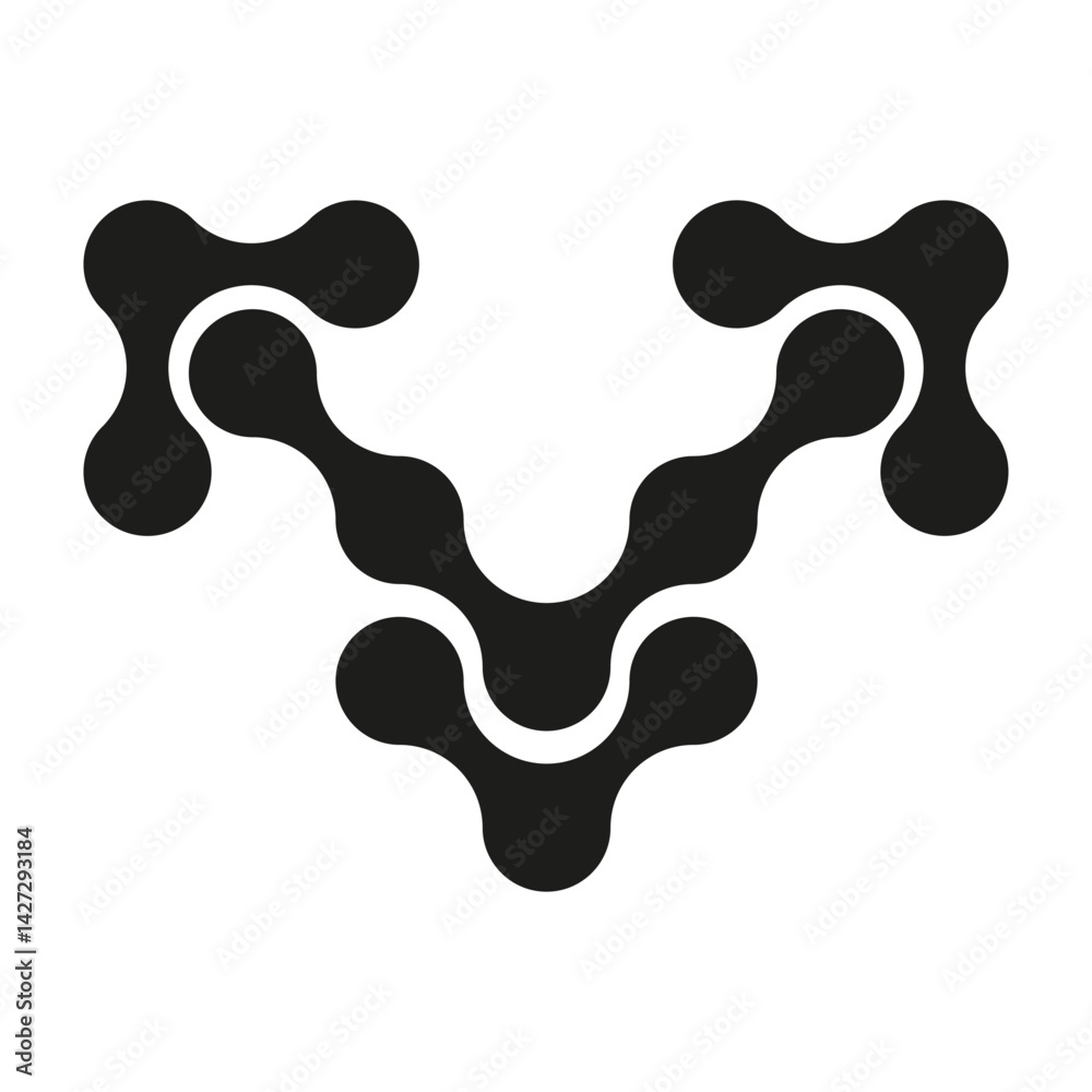 Obraz premium Droplet cluster icon. Fluid tech shape. Abstract rounded vector. Symmetrical organic form.