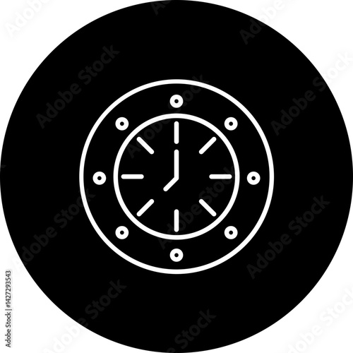 Hours Vector Line Black Circle Icon Design
