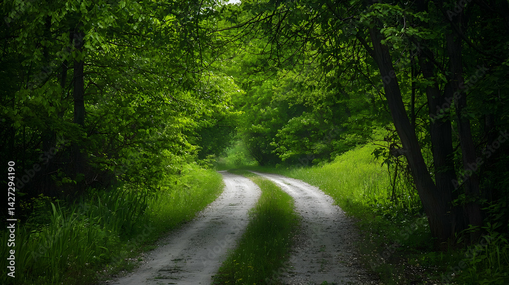 Fototapeta premium Forest Path With Sparkling Light In Summer